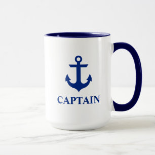 Seekapitän Anchor Large Blue und Weiß Tasse