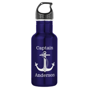 Seekapitän White Anchor Add Name Edelstahlflasche