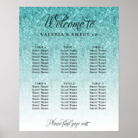 Seekarte Aqua Blue Glitzer Poster