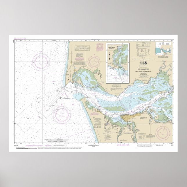Seekarte des Columbia River 18521 Poster (Vorne)