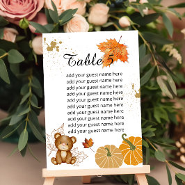 Seekarte Fall Rust Blätter Teddy Bären Pumpkin Tischnummer