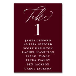 Seekarte für Burgund-Rote Calligrafie Tischnummer