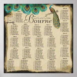 Seekarte für den Empfang von Peacock Feather Bird  Poster