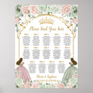 Seekarte für die blaue Flora der Sage Green Blush Poster