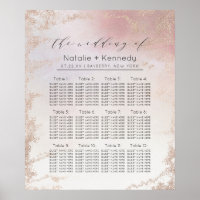 Seekarte für die Hochzeitssitze von Ombre Blush Pi