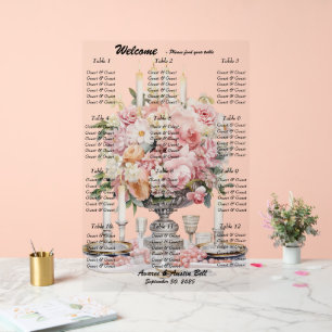 Seekarte für die Hochzeitssitze weiß und rosa Acrylschild