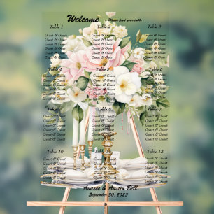 Seekarte für die Hochzeitssitze weiß und rosa Acrylschild