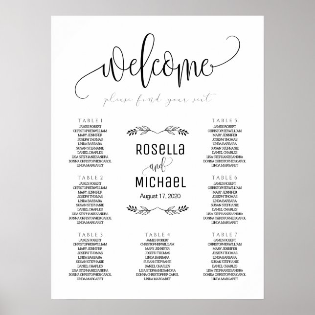 Seekarte für Hochzeiten - Bitte suchen Sie Ihren S Poster (Vorne)