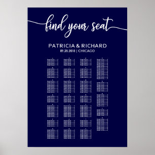 Seekarte für Hochzeiten in Navy Blue Poster