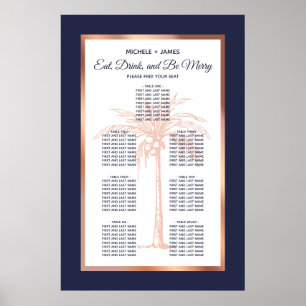 Seekarte für Hochzeitssitze in der Rose Poster
