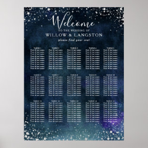 Seekarte für Hochzeitssitze in Navy Blue Watercolo Poster