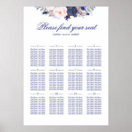 Seekarte für Hochzeitssitze in Navy und Blush Poster