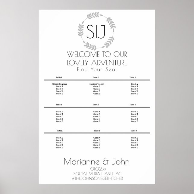 Seekarte für Minimalistische Wraath-Hochzeiten Poster (Vorne)