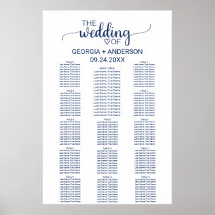 Seekarte für Navy Blue Calligraphy Poster