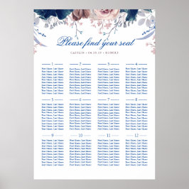 Seekarte für Navy Blue und Mauve Wedding Poster