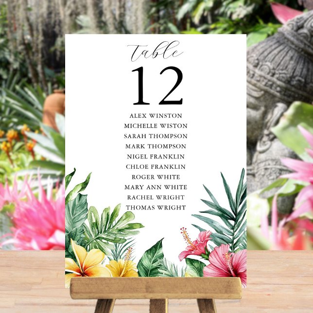 Seekarte für tropische Tischnummern (Watercolor Tropical Table Number Seating Chart)