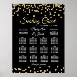 Seekarte Gold Imitate Glitzer Confetti Black Poster