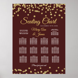 Seekarte Gold Imitate Glitzer Confetti Marsala Poster