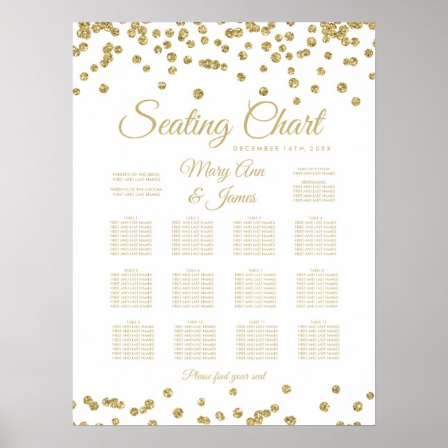 Seekarte Gold Imitate Glitzer Confetti Weiß Poster (Vorne)