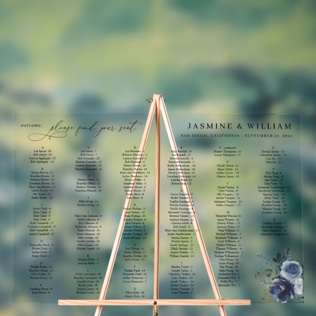 Seekarte LG für blaue und navy-florale alphabetisc Acrylschild (Neutral)