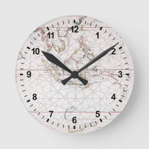 Seekarte östlich von Indien   Indonesien Runde Wanduhr