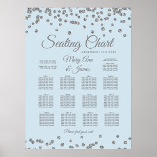 Seekarte Silver Glitzer Confetti Ice Blue Poster