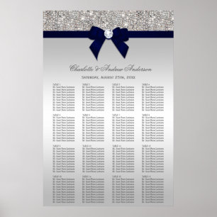 Seekarte Silver Sequin Navy Bow Poster