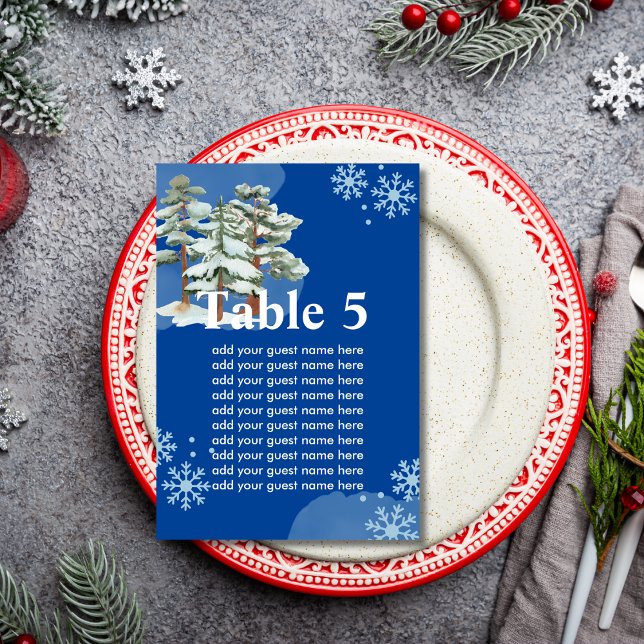 Seekarte Winterwald Snowflake Royal Blue Tischnummer (Von Creator hochgeladen)