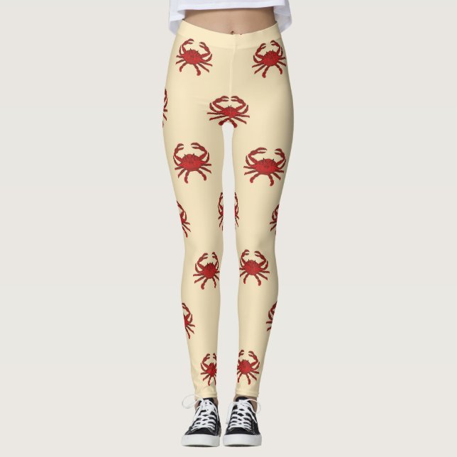 Seekrabben-rote Sahneillustration Leggings (Vorderseite)