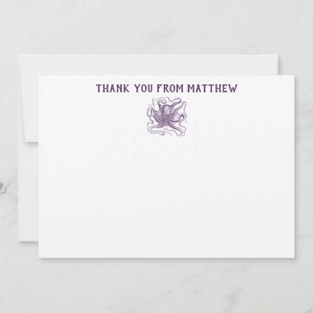 Seekraken-personalisierte flache Platte danken Dankeskarte (Vorderseite)