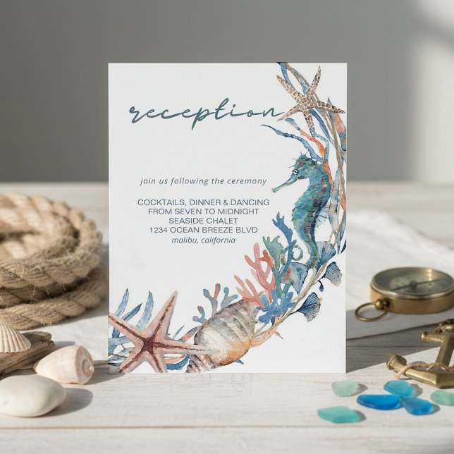 Seekranz | Beach Wedding Empfang Begleitkarte (Von Creator hochgeladen)