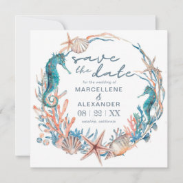 Seekranz | Hochzeit von Aquarellstrand Save The Date