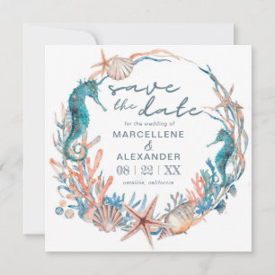 Seekranz Hochzeit von Aquarellstrand Save The Date