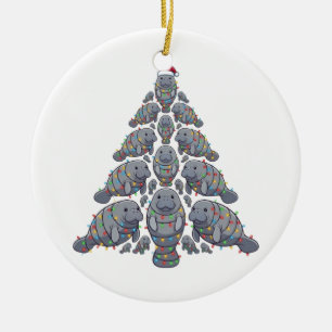 Seekuh-Weihnachtsbaum-Santa-Hut-Weihnachtsbeleucht Keramik Ornament