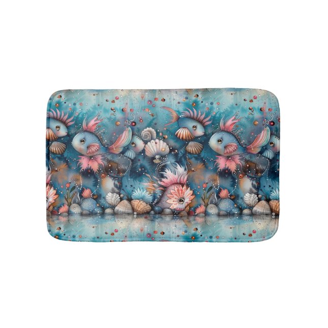 Seelachs lustige Fischbewohner Badematte (Vorderseite)