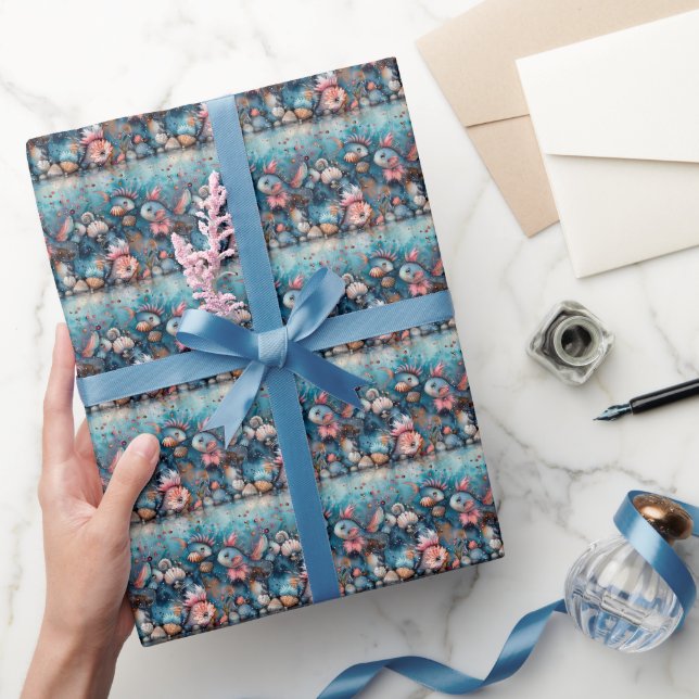 Seelachs lustige Fischbewohner Geschenkpapier (Schenken)