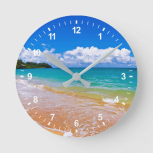 Seelandschaft entlang der Hanalei-Bucht Runde Wanduhr
