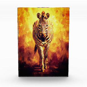 Seele der Zebras im Dschungel Goldenes Ölgemälde Fotoblock