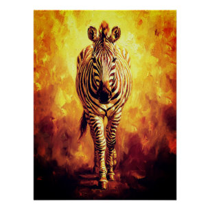 Seele des Zebras des Dschungels Goldenes Ölgemälde Poster