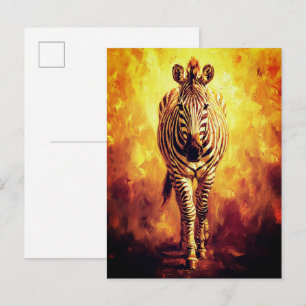 Seele des Zebras des Dschungels Goldenes Ölgemälde Postkarte