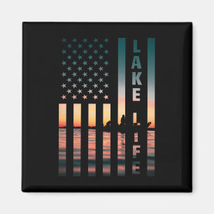 Seeleben Fischer Sonnenuntergang Amerikanische Fla Magnet