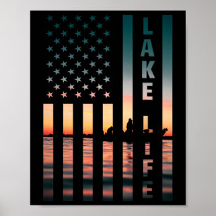 Seeleben Fischer Sonnenuntergang Amerikanische Fla Poster