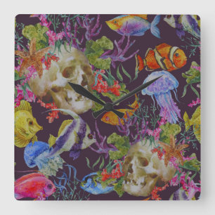 Seeleben-Schmutz-Muster Quadratische Wanduhr