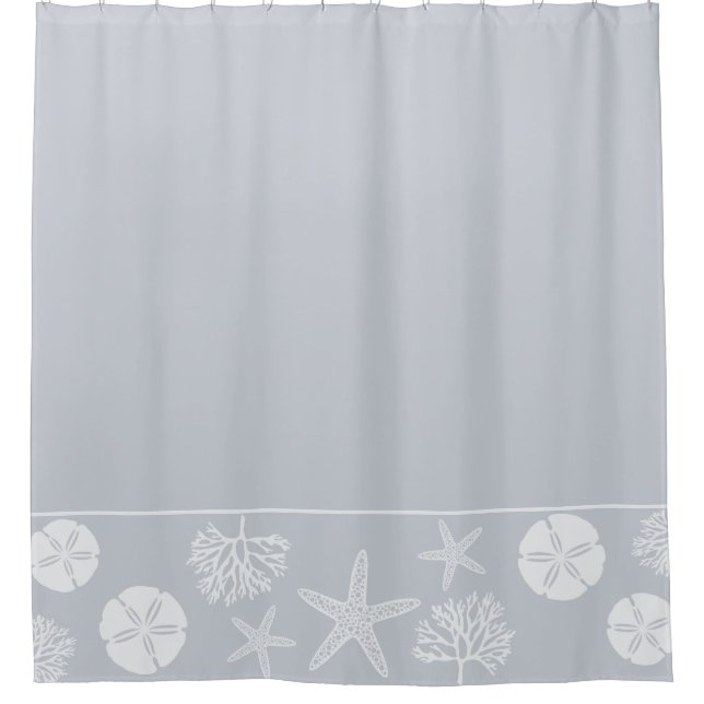 Seeleben-Silhouetten (Küstengrau) Duschvorhang (Vorderseite)