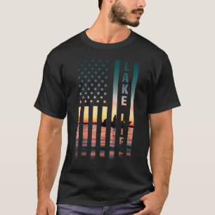 Seelebens Fischer Sonnenuntergang Amerikanische Fl T-Shirt