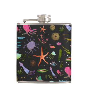 Seelebewesen-Muster Flachmann