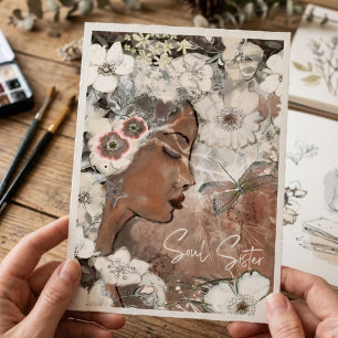 Seelen-Schwester-Boho-Blumen-Grußkarte Feiertagskarte
