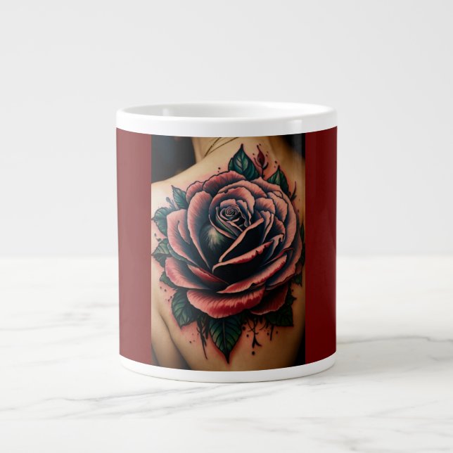 Seelenfahrt: Tattoo Style Rose Compass Tasse" Jumbo-Tasse (Vorderseite)