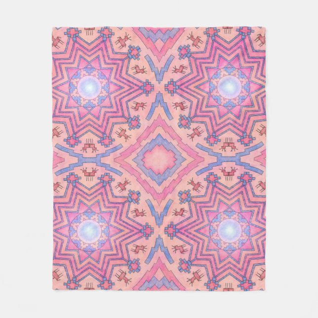 Seelenkreis – Folklore Mandala der inneren Ruhe Fleecedecke (Vorderseite)