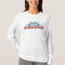 Seelenverwandte: Kawaii Blaue Vögel Pastell-Liebe T-Shirt